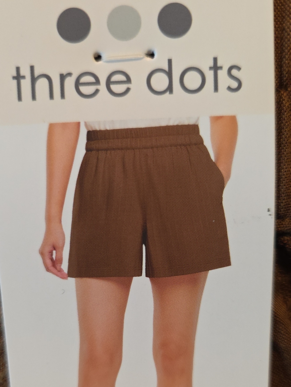 Three Dots Brown Elastic-Waist Women's Shorts Size Small NWT